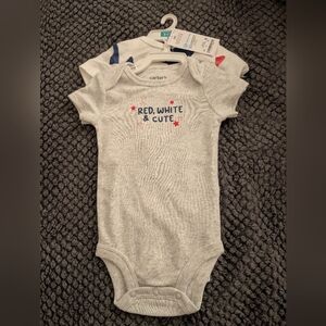 Carter's Gray Bodysuit - Red, White & Blue Accents